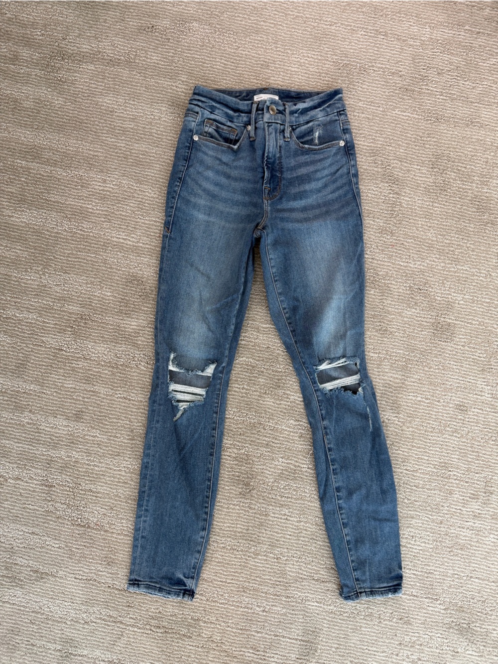 Good American Blue Ripped Skinny Jeans